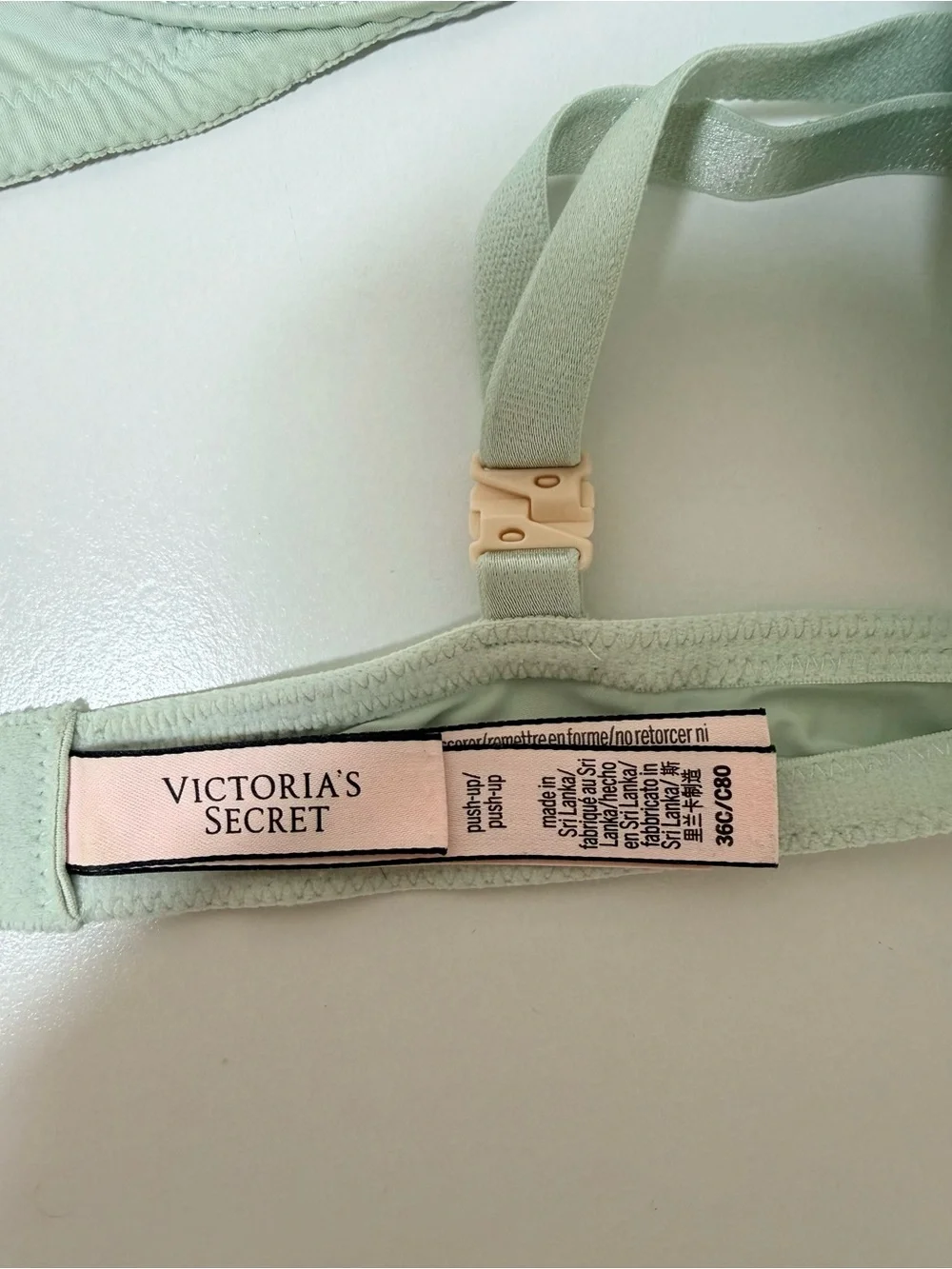 Victoria’s Secret T-shirt Push Up Bra Light Mint Green Lined Padded 36C Women’s